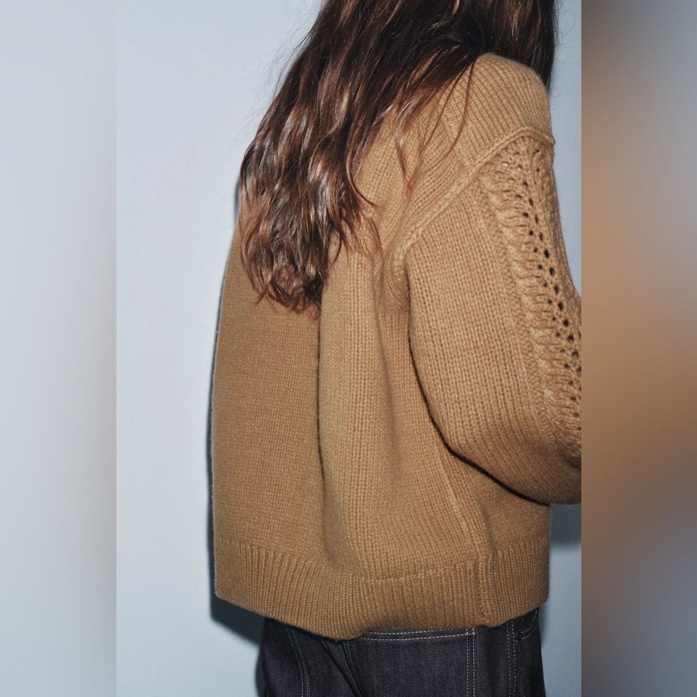 ZARA 100% WOOL TEXTURED JUMPER - Picture 5 of 9